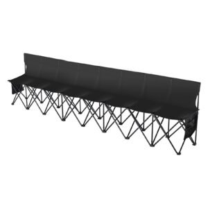 portable folding bench 8 seat foldable soccer bench with side pockets and carrying bag lightweight sideline seating with back rest for football baseball camping outdoor events black 4.jpg