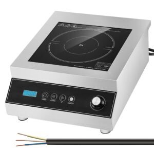 Portable Induction Cooktop, 5000W Commercial Induction Burner with 16 Temperature Settings, Stainless Steel Countertop Induction Hot Plate with 4H Timer, Child Lock, for Restaurant Cooking