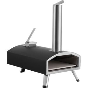 portable outdoor oven 12 inch pizza oven pellet chips charcoal tri fuel iron spray pizza grill includes pizza stone waterproof cover shovel ideal for camping backyard black 1.jpg