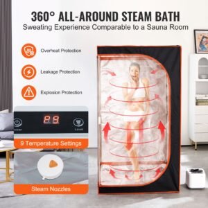 portable steam sauna tent full size 1000w personal sauna blanket kit for home spa detoxify soothing heated body therapy time temperature remote control with floor mat 2.jpg