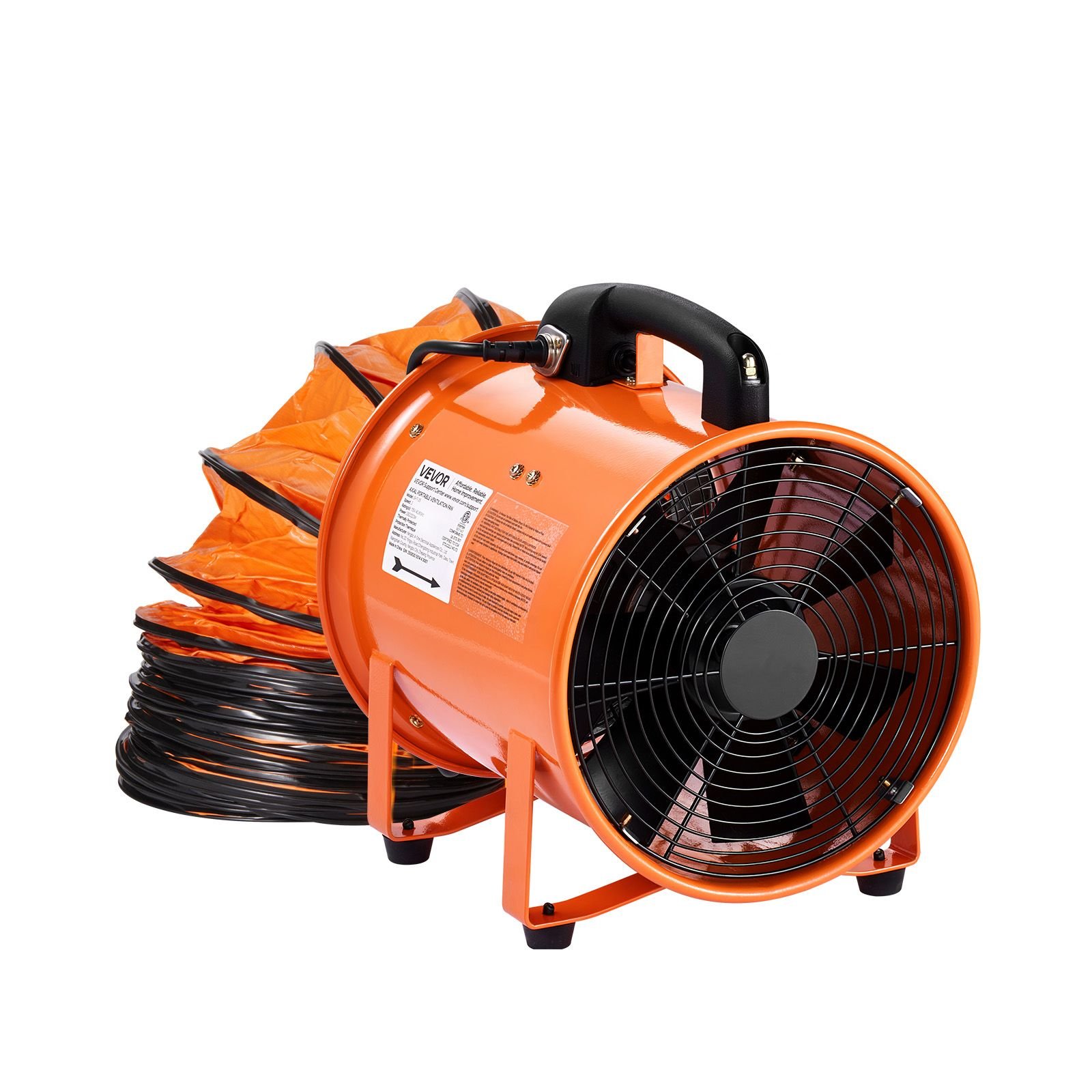portable ventilator, 10 inch heavy duty cylinder fan with 33ft duct hose, 350w strong shop exhaust blower 1948cfm, industrial utility blower for sucking dust, smoke, smoke home/workplace