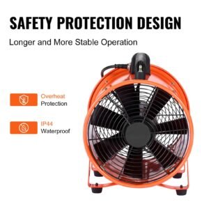 portable ventilator, 10 inch heavy duty cylinder fan with 33ft duct hose, 350w strong shop exhaust blower 1948cfm, industrial utility blower for sucking dust, smoke, smoke home/workplace