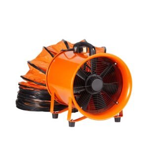 Portable Ventilator, 8 inch Heavy Duty Cylinder Fan with 16.4ft Duct Hose, 195W Strong Shop Exhaust Blower 1070CFM, Industrial Utility Blower for Sucking Dust, Smoke, Smoke Home/Workplace