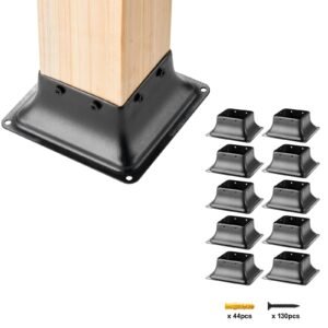Post Base 4x4 10Pcs, Internal 3.6"x3.6" Heavy Duty Powder-Coated Steel Post Bracket Fit for Standard Wood Post Anchor, Decking Post Base for Deck Porch Handrail Railing Support