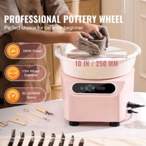 pottery wheel 10 inch pottery forming machine 350w electric wheel for pottery with foot pedal and lcd touch screen direct drive ceramic wheel with shaping tools for diy art craft pink 1.jpg