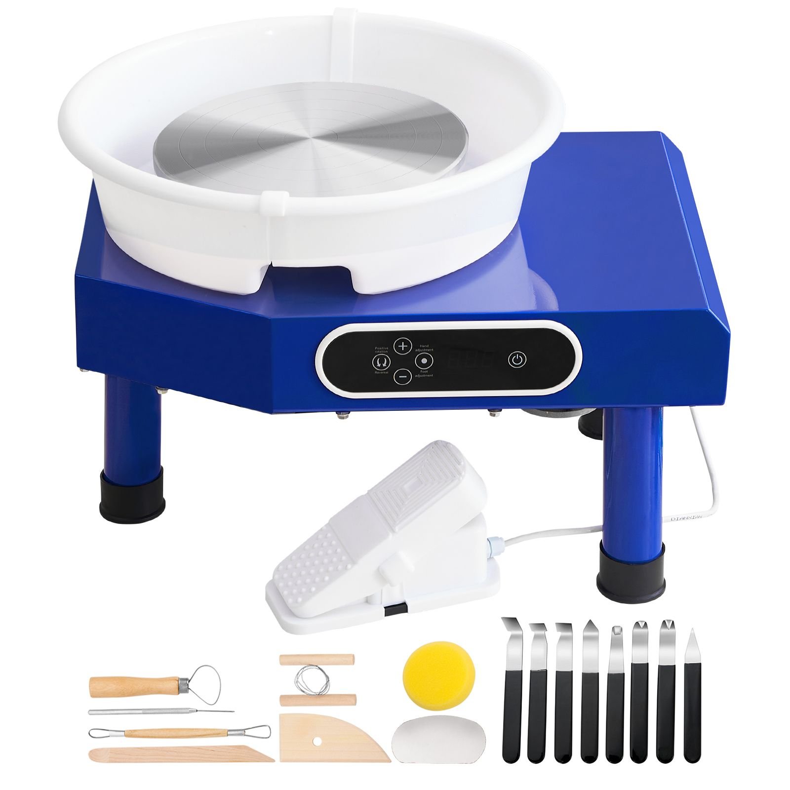 pottery wheel 10in ceramic wheel forming machine foot pedal abs detachable basin 60 300rpm adjustable speed manual lcd panel sculpting tool apron accessory kit for work art craft diy.jpg