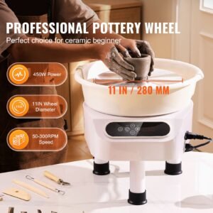pottery wheel 11 inch pottery forming machine 450w electric wheel for pottery with foot pedal and lcd touch screen direct drive ceramic wheel with 3 support legs for diy art craft white 1.jpg