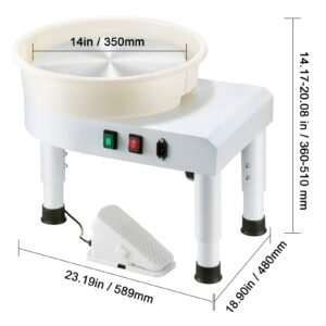 pottery wheel 14 in ceramic wheel forming machine 60 300 rpm speed adjustable foot pedal adjustable lift leg detachable basin complete tool accessory kit for work art craft diy white 1.jpg