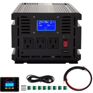 Power Inverter, 2000W Modified Sine Wave Inverter, DC 12V to AC 120V Car Converter, with LCD Display, Remote Controller, LED Indicator, AC Outlets Inverter for Truck RV Car Boat Travel Camping