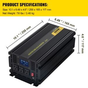 power inverter 2500w modified sine wave inverter dc 12v to ac 120v car converter with lcd display remote controller led indicator ac outlets inverter for truck rv car boat travel camping 3.jpg