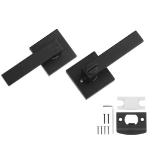Privacy Door Handle, 10 Pack Matte Black Door Lever, Left or Right Handing Reversible Lever with Keyless Lock, 45° Rotation to Open, Universal Square Interior for Bedroom and Bathroom Doors