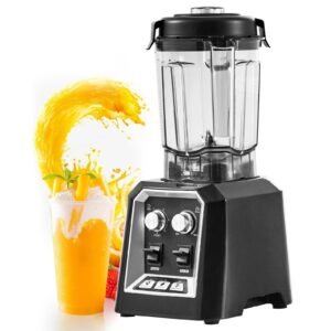 Professional Blender, Commercial Countertop Blenders, 68 oz Plastic Jar Blender Combo, Stainless Steel 3 Functions Blender, for Frozen Drinks, Shakes, Smoothies, Peree, and Crush Ice, Black