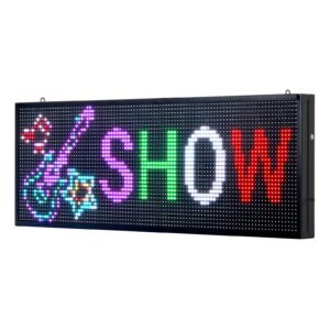 Programmable LED Sign, P10 Full Color Flexible Digital Scrolling Panel, DIY Custom Text Pattern GIF Display Board, Bluetooth APP Control Message Shop Sign, 40x14 in