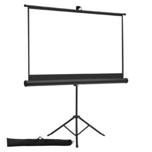 Projector Screen with Stand, 60 Inch 160° Wide Angle Indoor Outdoor Projection Screen, 16:9 4K HD Wrinkleless Portable Tripod Screens with Carry Bag, for Movie Home Theater Office Presentation