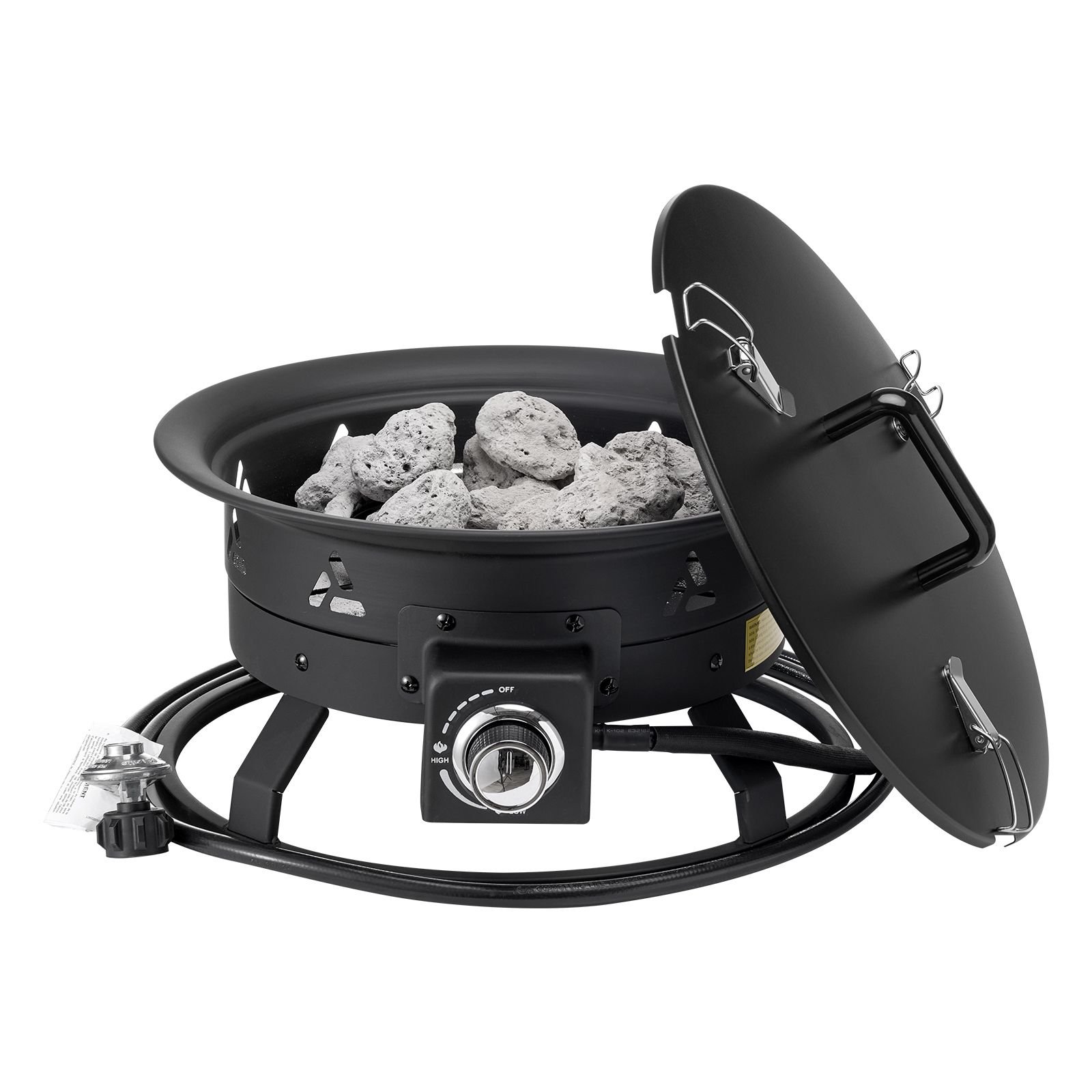 propane fire pit 19 inch diameter outdoor portable gas fire pit with cover lava rocks adjustable flame height camping firepit for heating lighting gathering 58000 btu black.jpg