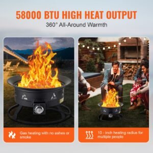 propane fire pit 24 inch diameter outdoor portable gas fire pit with cover lava rocks adjustable flame height camping firepit for heating lighting gathering 58000 btu black 1.jpg