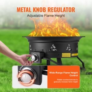 propane fire pit 24 inch diameter outdoor portable gas fire pit with cover lava rocks adjustable flame height camping firepit for heating lighting gathering 58000 btu black 3.jpg