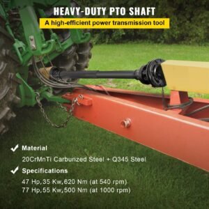 PTO Shaft, 1-3/8" PTO Drive Shaft, 6 Spline Both Ends PTO Driveline Shaft, Series 5 Tractor PTO Shaft, 43"-57" Brush Hog PTO Shaft, Black PTO Shaft with Slip Clutch for Bush Hog/Finish Mower