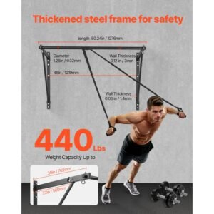 pull up bar 50 in width wall mounted pull ups adjustable depth 22 or 30 from wall heavy duty steel upper body workout bars 440 lbs weight capacity chin up training station for home gym 1.jpg