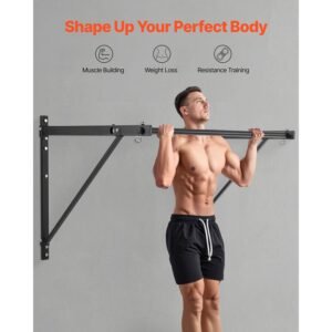 pull up bar 50 in width wall mounted pull ups adjustable depth 22 or 30 from wall heavy duty steel upper body workout bars 440 lbs weight capacity chin up training station for home gym 2.jpg