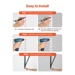 pull up bar 50 in width wall mounted pull ups adjustable depth 22 or 30 from wall heavy duty steel upper body workout bars 440 lbs weight capacity chin up training station for home gym 3.jpg
