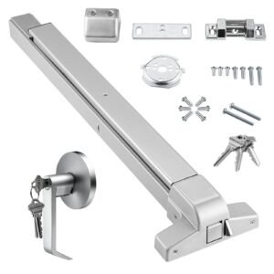 Push Bar Door Locks, Carbon Steel Panic Bars for Exit Doors, with Exterior Lever and 3 Keys, Push Bar Panic Exit Device Door Hardware for Metal Wood Door, for Left and Right Handed Doors
