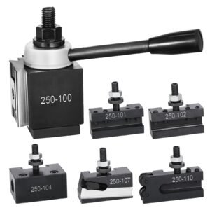 Quick Change Tool Post Set, 6 Pcs, Includes Lathe Tool Holders, Wedge Type Tool Post with Turning Tool Holder Accessories, Fit for Mini Lathe & Metal Lathe 6"-12" Swing, Durable Steel Material