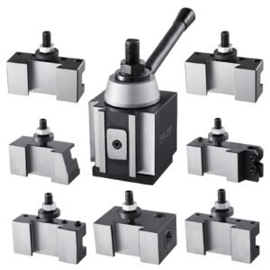 Quick Change Tool Post Set, 8 Pcs, Includes Lathe Tool Holders, Wedge Type Tool Post with Turning Tool Holder Accessories, for Mini Lathe & Metal Lathe 10"-15" Swing, Durable Steel Material