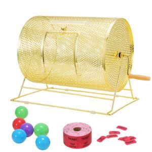 raffle drum holds 5000 tickets or 200 ping pong balls metal lottery spinning drawing with wooden turning handle161 x 12 inch brass plated raffle ticket spinning cage for bingo ballot part.jpg