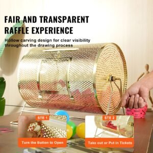 raffle drum holds 5000 tickets or 200 ping pong balls metal lottery spinning drawing with wooden turning handle161 x 12 inch brass plated raffle ticket spinning cage for bingo ballot part 5.jpg