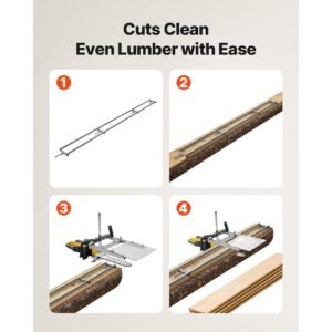 rail mill guide system, 12 ft 4 crossbar chainsaw mill kits, aluminum saw milling rails system works with chainsaw, 2 wedges, adjustable rail milling guide kit for builders woodworkers