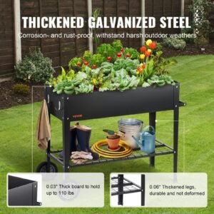 raised garden bed 425 x 195 x 315 inch galvanized metal planter box elevated outdoor planting boxes with legs for growing flowersvegetablesherbs in backyardgardenpatiobalcony black 3.jpg