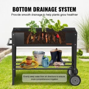 raised garden bed 425 x 195 x 315 inch galvanized metal planter box elevated outdoor planting boxes with legs for growing flowersvegetablesherbs in backyardgardenpatiobalcony black 4.jpg
