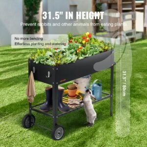 raised garden bed 425 x 195 x 315 inch galvanized metal planter box elevated outdoor planting boxes with legs for growing flowersvegetablesherbs in backyardgardenpatiobalcony black 5.jpg
