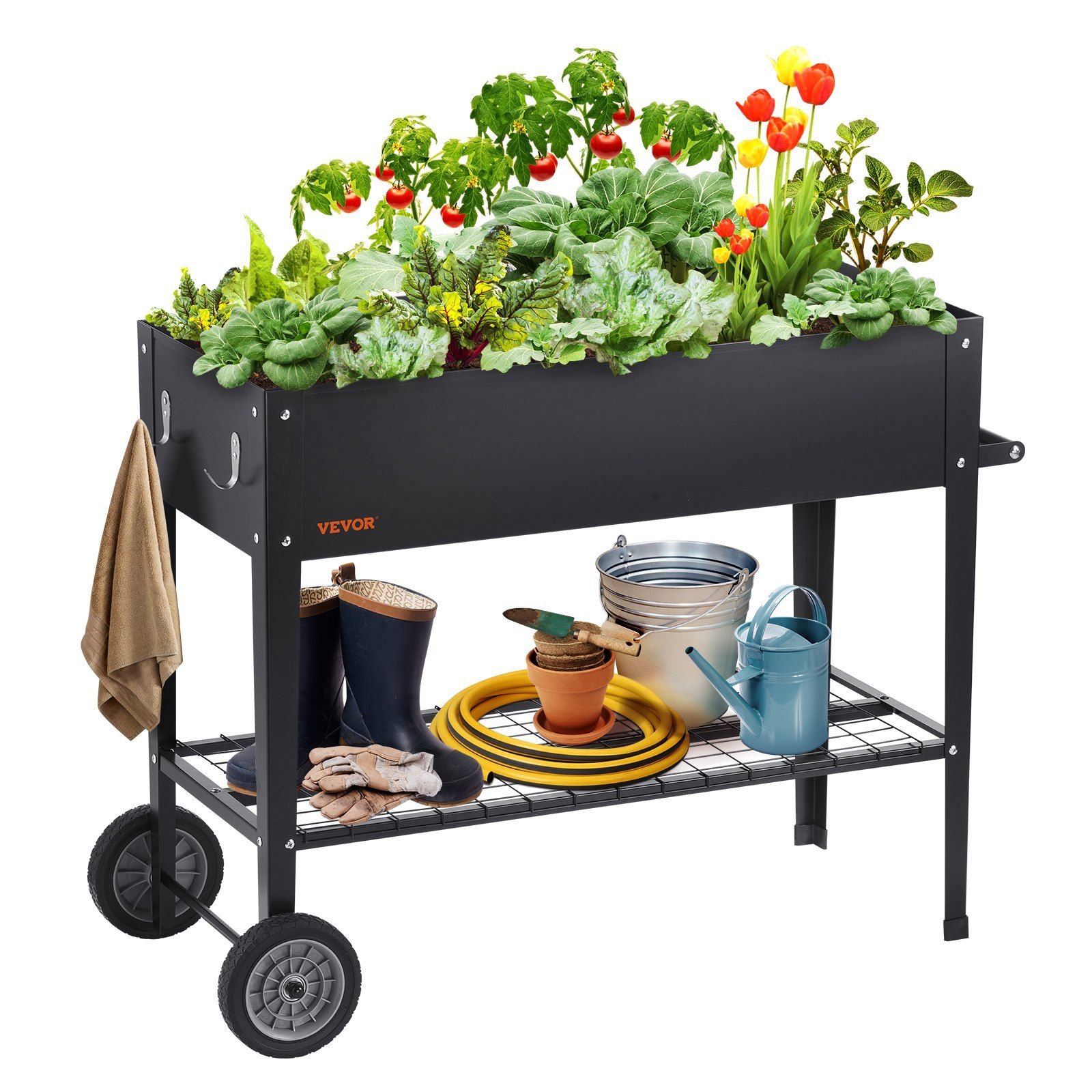 raised garden bed 425 x 195 x 315 inch galvanized metal planter box elevated outdoor planting boxes with legs for growing flowersvegetablesherbs in backyardgardenpatiobalcony black.jpg