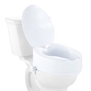 Raised Toilet Seat, 6" Height Raised, 300 lbs Weight Capacity, Universal Toilet Seat Riser, Screw Rod Locking, with Toilet Seat, for Elderly, Handicap, Patient, Pregnant, Medical