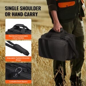 range bag for 2 pistols tactical gun bag with 2 built in removable pistol bags 6 detachable magazines gun range bag for outdoor hunting shooting lockable carrying handgun bag case black 2.jpg