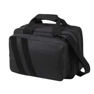 range bag for 2 pistols tactical gun bag with 2 built in removable pistol bags 6 detachable magazines gun range bag for outdoor hunting shooting lockable carrying handgun bag case black 5.jpg