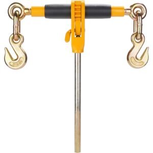 Ratchet Chain Binder, 3/8"-1/2" Heavy Duty Load Binders, with G80 Hooks 12000 lbs Secure Load Limit, Labor-saving Anti-skid Handle, Tie Down Hauling Chain Binders for Flatbed Truck Trailer, 4 Pc