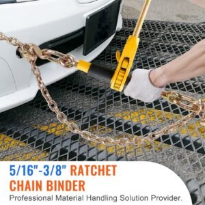Ratchet Chain Binder, 5/16"-3/8" Heavy Duty Load Binders, with G80 Chains 7100 lbs Secure Load Limit, Labor-saving Anti-skid Handle, Tie Down Hauling Chain Binders for Flatbed Truck Trailer, 4 P
