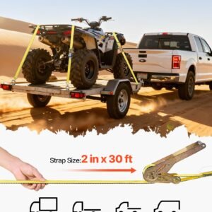 ratchet straps 2 in x 30 ft heavy duty tie down straps with double j hook 10000 lbs break strength carry bag tie down ratcheting for moving trailers motorcycles kayaks car roof 4 pack 2.jpg