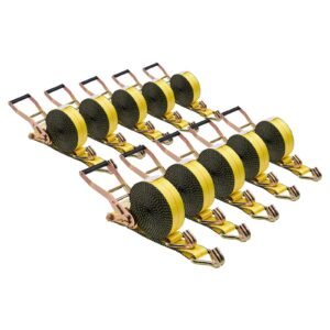 Ratchet Straps, 2 in x 30 ft, Heavy Duty Tie Down Straps with Double J Hook, 10,000 lbs Break Strength, Tie Down Ratcheting for Moving, Trailers, Motorcycles, Kayaks, Car Roof, 10 Pack