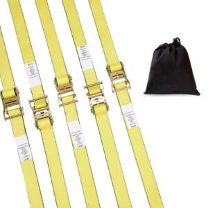Ratchet Tie Down Straps (8PK), 4400 lb Break Strength, E-Track Endless Ratchet with 8 Premium 2" x 15' Rachet Tie Downs Heavy Duty, for Moving Securing Cargo, Appliances, Lawn Equipment