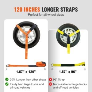 ratchet tie down straps kit 2 x 120 tire straps 5512 lbs working load 11023 lbs breaking strength car tie down straps with snap hooks for passenger car truck trailer 4 pack.jpg