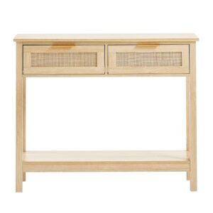 rattan console table with 2 storage drawers rattan entryway table with natural rattan sliding door console sofa table for living room study entryway or tv wall natural 11.jpg