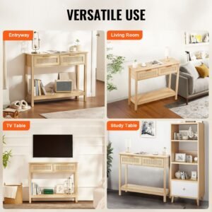 rattan console table with 2 storage drawers rattan entryway table with natural rattan sliding door console sofa table for living room study entryway or tv wall natural 16.jpg