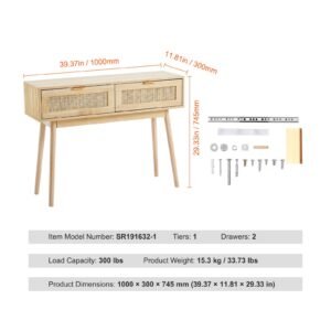 rattan console table with 2 storage drawers rattan entryway table with natural rattan sliding door console sofa table for living room study entryway or tv wall natural 3.jpg