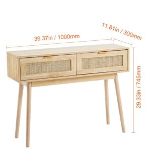 rattan console table with 2 storage drawers rattan entryway table with natural rattan sliding door console sofa table for living room study entryway or tv wall natural 4.jpg