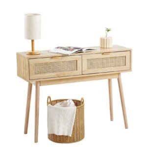 rattan console table with 2 storage drawers rattan entryway table with natural rattan sliding door console sofa table for living room study entryway or tv wall natural 5.jpg