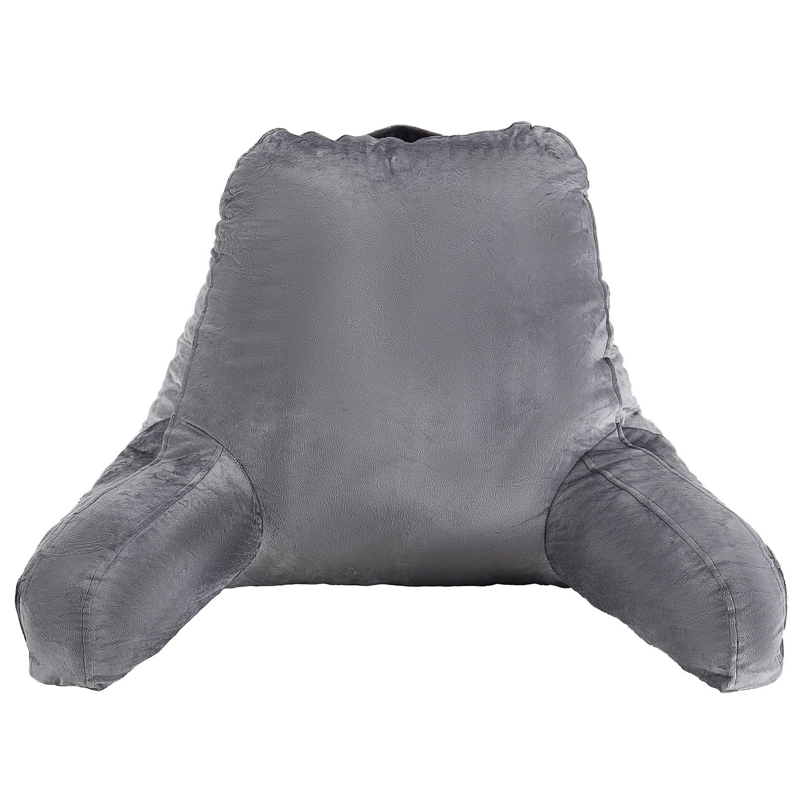 reading pillow large size bed pillow with shredded memory foam back pillow with 3 pockets and washable short velvet cloth top with handle for watching tv reading gaming resting grey.jpg